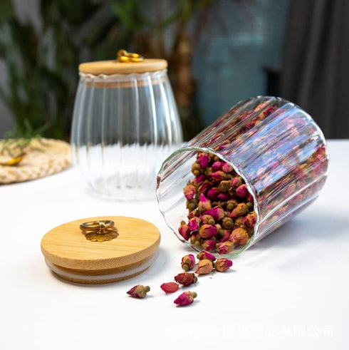 22 OZ 650ml Viovian Glass Storage Jar with Lid and Spoon FL Clear Candy Glass Canister Cute Decorative Jars for Food