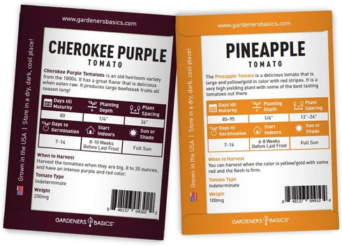 5 Pack Gardeners Basics, Rare Tomato Seeds for Planting Variety Heirloom Tomato Seeds, Cherokee Purple, Black Krim
