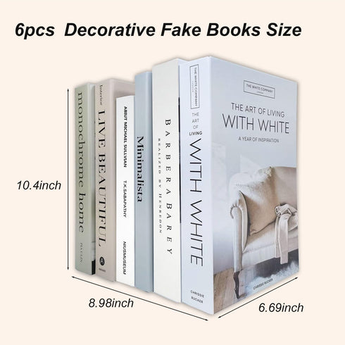HMMSTR 6 PCS DIY Faux Books for Decoration, Designer Luxury Modern Fake Decorative Books for Shelves Living Room