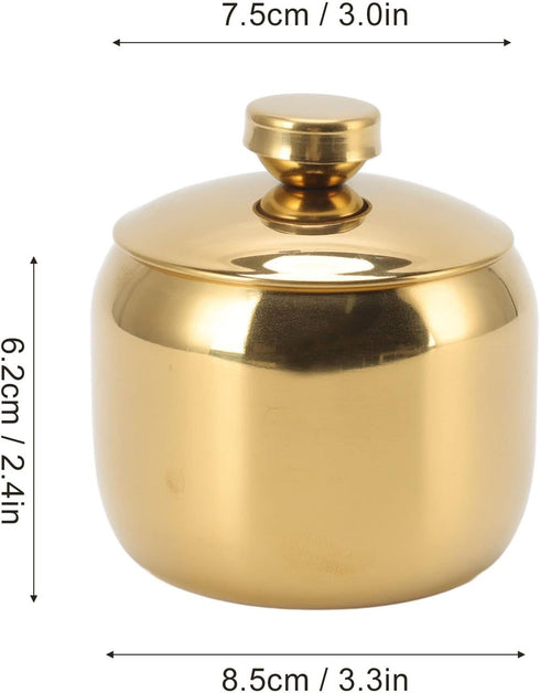 Stainless Steel Gold Spice Container Jar with Lid for Salt, Sugar, Pepper Storage - Kitchen Storage Box (Gold)