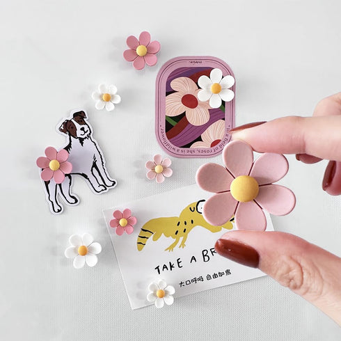 18 Pcs Flower Refrigerator Magnets, Cute Pink Refrigerator Magnets for Whiteboard, Girls Locker Magnets