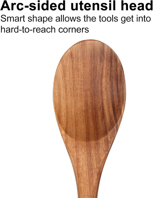 14 Inch Large Wooden Spoon for Cooking, Mixing, Serving, Big Non Stick Wood Spoon Spatula, Long Handle Stirring