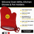Oven Mitts Heat Resistant Silicone, Kitchen Gloves & Pot Holders, Cotton Lining, Non-Slip, Flexible, Durable, Easy Clean, Cooking, Baking, Grilling, Double Sided (Pair of 2 Oven Mitts) Red by Generic