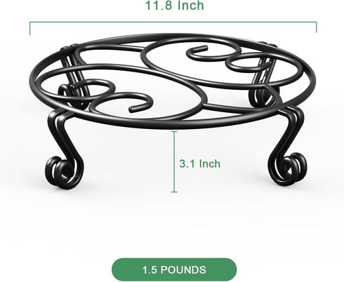 2 Pack (11.8Inches, Yimobra Plant Stand for Flower Pot Heavy Duty Potted Holder Indoor Outdoor Metal Rustproof Iron