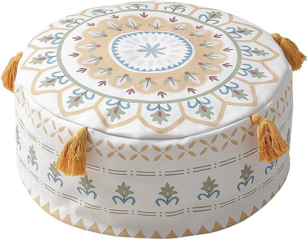 MOCOFO Round Unstuffed Pouf Cover D45xH20cm Scandinavian Simplicity Geometric Print Floor Cushion