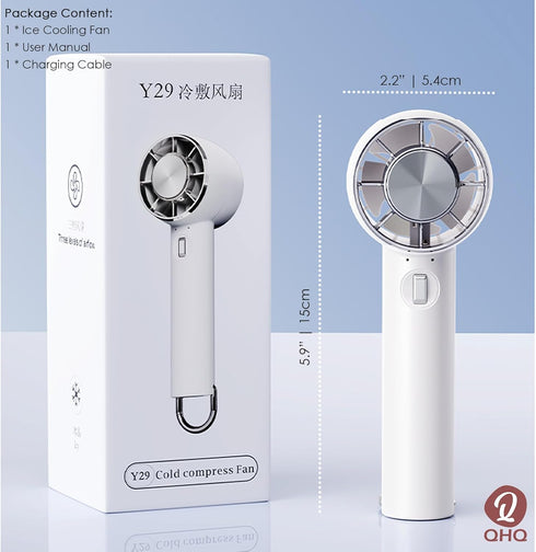 Ice Cooling Handheld Fan, Refrigerating Pad Built-in Mini Turbine Portable Air Conditioner Fan
