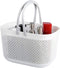 UUJOLY Plastic Organizer Storage Baskets with Handles - Shower Caddy Bins for Bathroom and Kitchen (White)