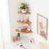 12 inches Oak Corner Shelf Natural Wood Floating Corner Shelves Round End Wall Mounted Display Shelf Corner Plant Stand