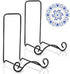2 Pcs Wrought Iron Plate Stands for Display, Small Easel Stand Black Decorative Bowl Holder for Tabletop