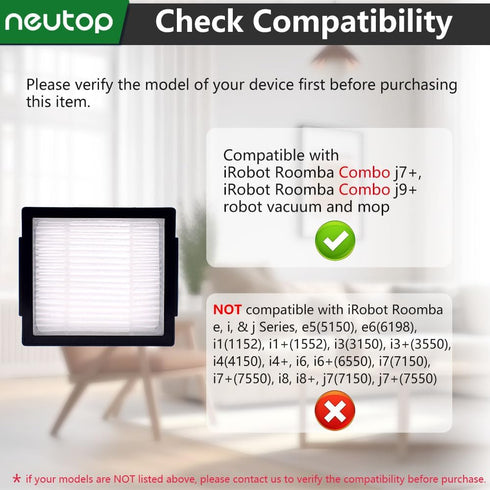 Neutop Filter Compatible with iRobot Roomba Combo j7+, Combo j9+ Self-Empty Robot Vacuum & Mop