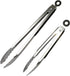 ALLTOP Metal Cooking Tongs,Stainless Steel Food Tong with No-slip Silicon and Locking Ring for Kitchen - 9 &12 inch,Set of 2-Black by ALLTOP