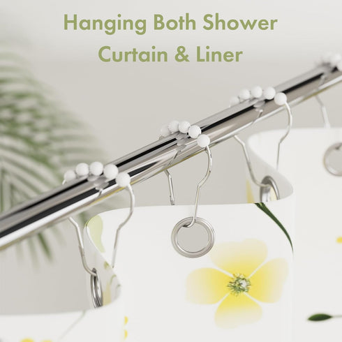 Amazer Decorative Stainless Steel Shower Curtain Hooks for Bathroom Shower Rods - Set of 12, Acrylic White