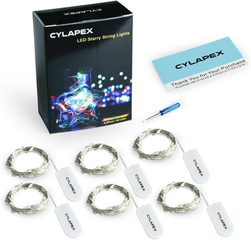 CYLAPEX 6 Pack Pink Fairy Lights, Battery Operated LED Starry String Lights, 3.3ft, 20 LEDs Silvery Copper Wire