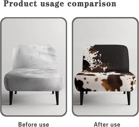 Generic Armless Armless Armless Stretch Chair Slipcovers Cow Print Accent Chair Covers Removable Non-Slip Couch Cover