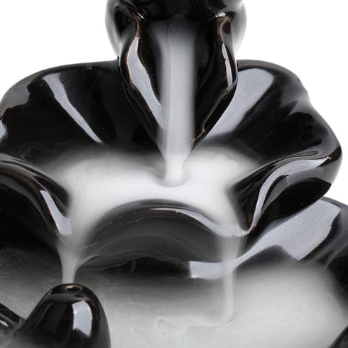 Waterfall Incense Burner, Lotus Backflow Incense Holder with 10 Free Mixed Aromatherapy Cones, Ceramic Censer