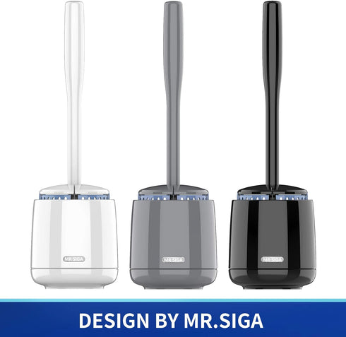 MR.SIGA Toilet Bowl Brush and Holder, Premium Quality, with Solid Handle and Durable Bristles for Bathroom Cleaning, Black, 1 Pack by MR.SIGA