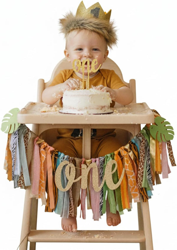 PapaKit Wild One 1st Birthday Boys High Chair Decoration Premium Set -