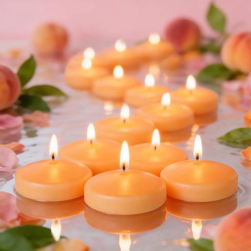36 Packs 3 Inch Honey Peach Scented Floating Candles, 8-10 Hours Burn