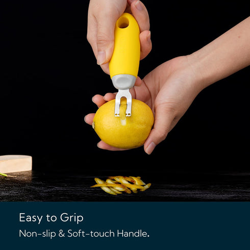 KITCHENDAO Citrus Lemon Peeler Zester Tool - Ultra Sharp Lemon Rind Twist Peeler Tool, Yellow