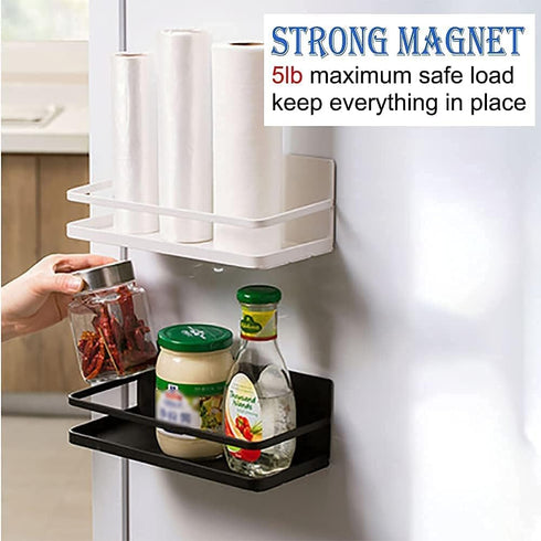 ELESEI 2 Pack Magnetic Spice Rack Refrigerator Side Magnetic Spice Rack Kitchen Magnetic Shelf Magnetic Fridge Shelf