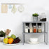 NEX Kitchen Shelf Organizer - Set of 2 Cabinet Shelf Organizer Spice Rack, Stackable Metal, Silver