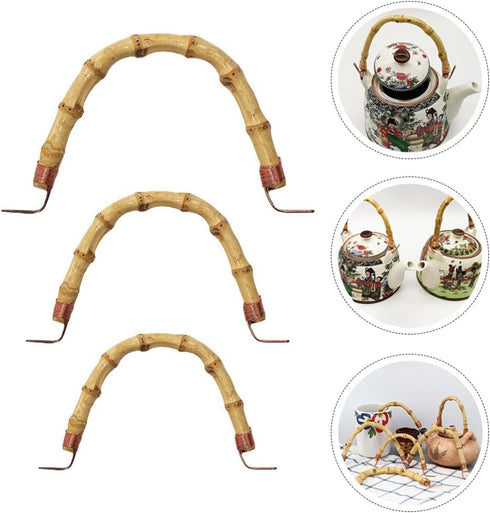 Angoily Rattan Teapot Handle Replacement for Japanese Ceramic Pot, Pottery Tea Pots, 3pcs Handle Accessories