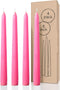 CANDWAX 8 inch Pink Taper Candles - Set of 4 Dripless and Smokeless Unscented Slow Burning Candle Sticks