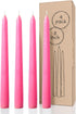 CANDWAX 8 inch Pink Taper Candles - Set of 4 Dripless and Smokeless Unscented Slow Burning Candle Sticks