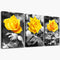 Canvas Wall Art - Black and White Yellow Rose Flowers Paintings - 12" x 16" - 3 Pieces Framed Modern Office Home Decor