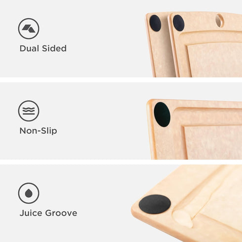 Epicurean All-In-One Cutting Board - 10" × 7" with Non-Slip Feet and Juice Groove, Natural/Black