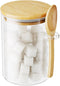 Sugar Jar Glass Salt Container,15 Ounces Clear Airtight Caning with Bamboo Lid