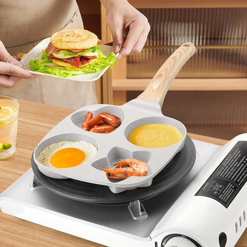 4 Cups Egg Pans Omelette Pan Egg Pans Nonstick Easy Clean,Crepe Pan Egg Mold for Breakfast Sandwiches Compatible with Gas Stove and Induction Cookware, 9*1.77*9in, AS the pictures, XY20008 by XZHOUSE