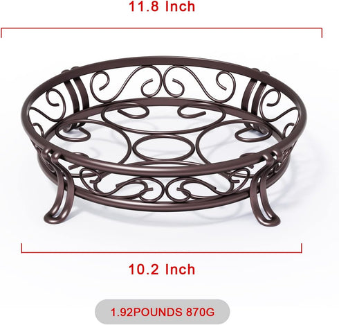 Yimobra Metal Plant Stand, Heavy Duty Rustproof Wrought Iron Planter Stands for Outdoor Indoor, 11.8 Inches, Bronze