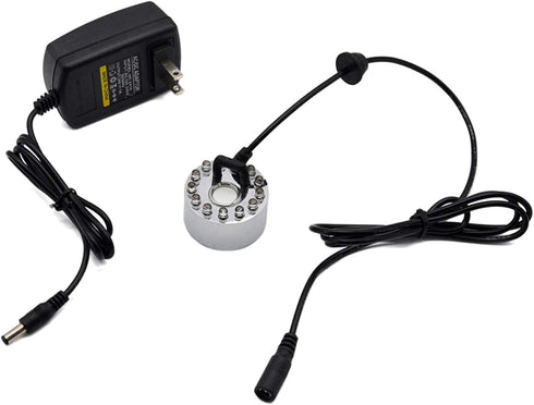Halloween Party Mist Maker, Ultrasonic Water Fountain Fogger with 9 LED Lights for Rockery Fish Tank Decor