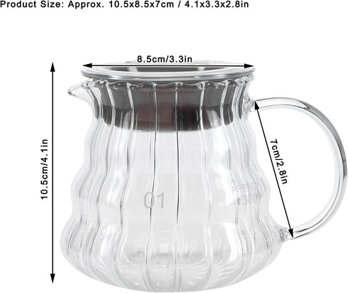 Fdit High Borosilicate Glass Coffee Pot, Exquisite Kettle with Rubber Cover, Coffee Maker for Home, Hotel, Office (1#)