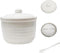 MaoYaMao Ceramic Bacon Grease Container with Stainless Steel Strainer,Cooking Oil Storage Can 17oz(White)