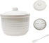 MaoYaMao Ceramic Bacon Grease Container with Stainless Steel Strainer,Cooking Oil Storage Can 17oz(White)