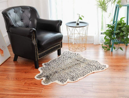Leopard Print Rug, Cute Faux Cheetah Cowhide Skin Fur Rug, Animal Printed Area Rug for Home Office