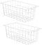 Slideep Chest Freezer Organizer Bins 16.5 Inch, Deep Metal Wire Storage Container for Kitchen, White, Set of 2