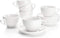 Sweese 6 Ounce Cappuccino Cups with Saucers, Porcelain Double Espresso Cups Set of 6