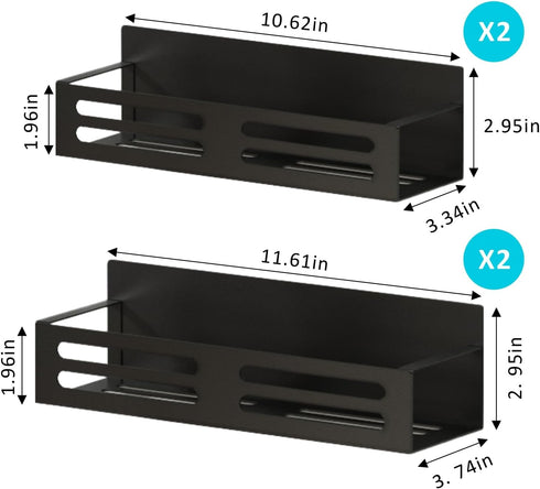4 Pack Magnetic Spice Rack for Refrigerator Magnetic Fridge Shelf for Kitchen Magnetic Shelves for Fridge Black