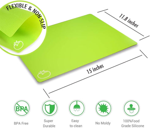 Fotouzy Plastic Cutting Boards for Kitchen, Flexible Non-Slip Cutting Mats for Meat and Vegetables, BPA-Free