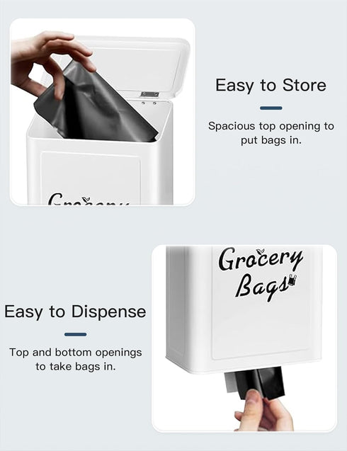 50pcs Metal White Magnetic Grocery Bags Holder, Farmhouse Wall Mount Plastic Bag Holder with Shopping Bags, Trash Bag