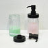 Ribbed Hand Glass Soap Dispenser Set of 2, Wide-Mouthed Glass Soap Bottles with Matte Black Pump for Bathroom & Kitchen