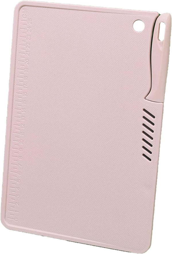 Kitchen Plastic Cutting Board, Reusable Utility Board with Knife Hanging Hole for Fruit Chopping, Portable (Pink)