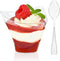 TOFLEN 50 Pack 4 oz Plastic Dessert Cups with Spoons, Irregular Triangular