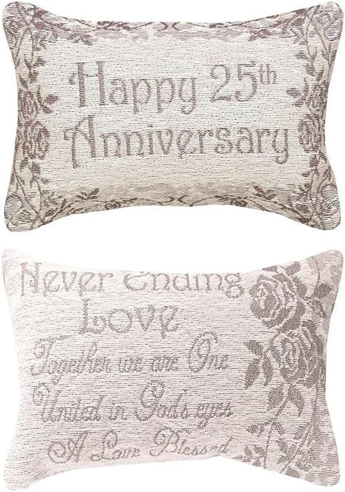 Manual Woodworkers & Weavers Word Throw Pillow, 25th Wedding Anniversary, 12.5 x 8.5