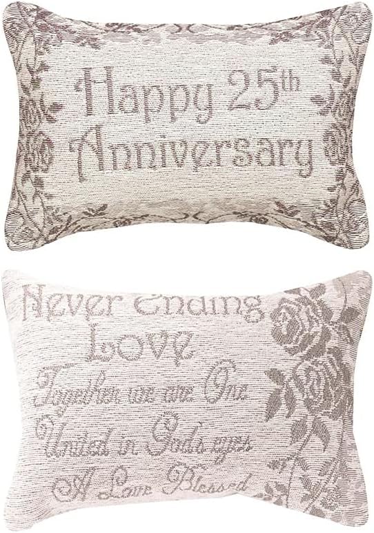 Manual Woodworkers & Weavers Word Throw Pillow, 25th Wedding Anniversary, 12.5 x 8.5