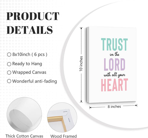 Lhoiplme 8x10x6 Inch Christian Nursery Wall Art Decor Bible Verses Posters Girl Nursery Canvas Wall Decor kids room