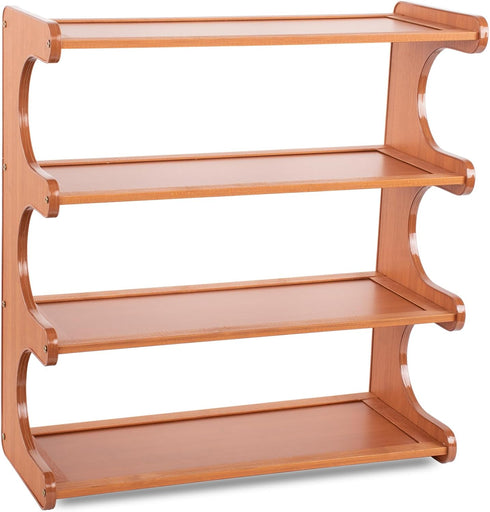 Eloplzxe Shoe Rack,Small 4 Tier Shoe Organizer Storage Shelf,Bamboo Narrow Shoe Closet,Small Space